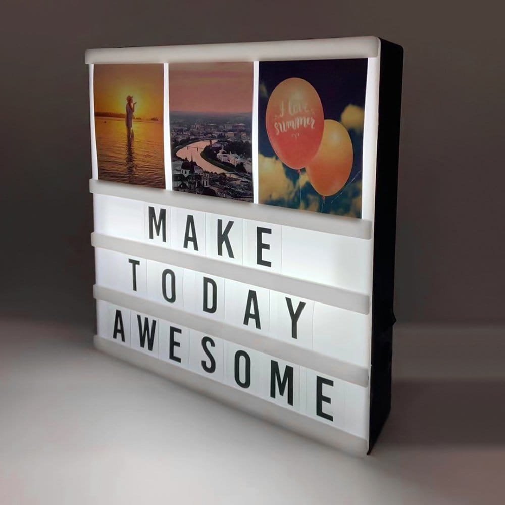cinematic light box with photo frame and letters cinematic light box with photo frame and letters