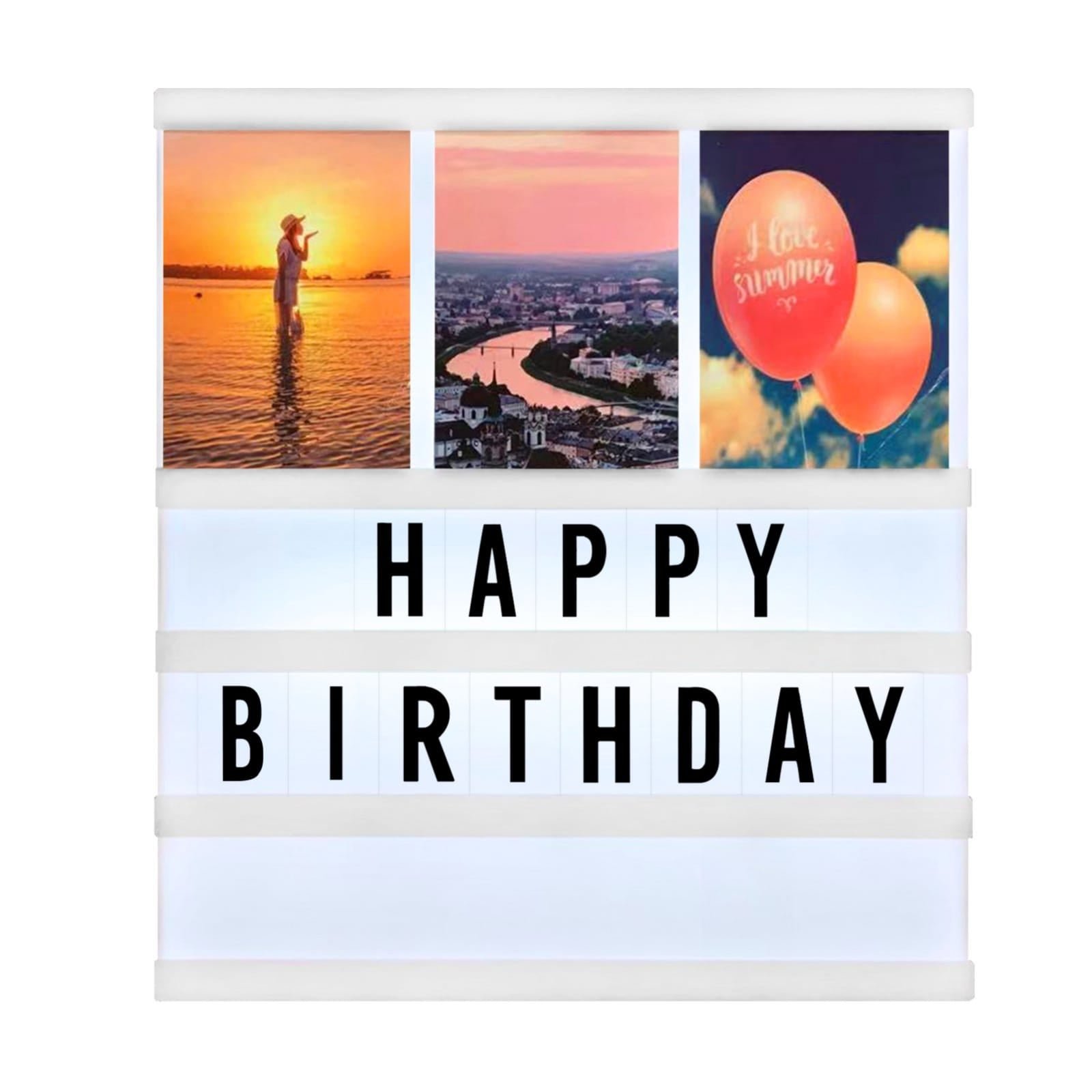 cinematic light box with photo frame and letters cinematic light box with photo frame and letters